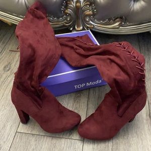 Burgundy suede boots